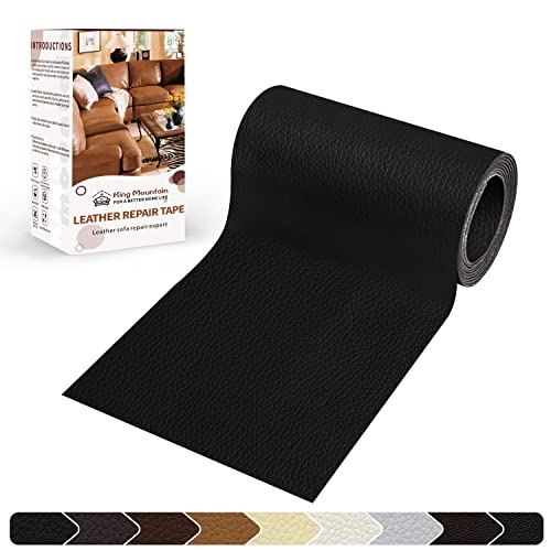 KING MOUNTAIN Leather Repair Patch,4 x 63 Inches self Adhesive Leather Repair Tape for Damaged Leather Furniture, Sofa Seating,Car Seats, Leather Goods(Black) - Image 1