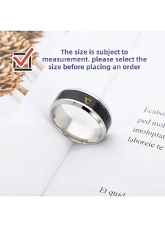Generic Temperature Sensitive Color Changing Ring For Men's Personality Trendy Intelligent Titanium Steel Waterproof Color-free Couple Temperature Ring Ring For Women-Colour:Smart Temperature Sensing Ring [silver] No. 11 Finger Circumference 64.6mm  - Image 1
