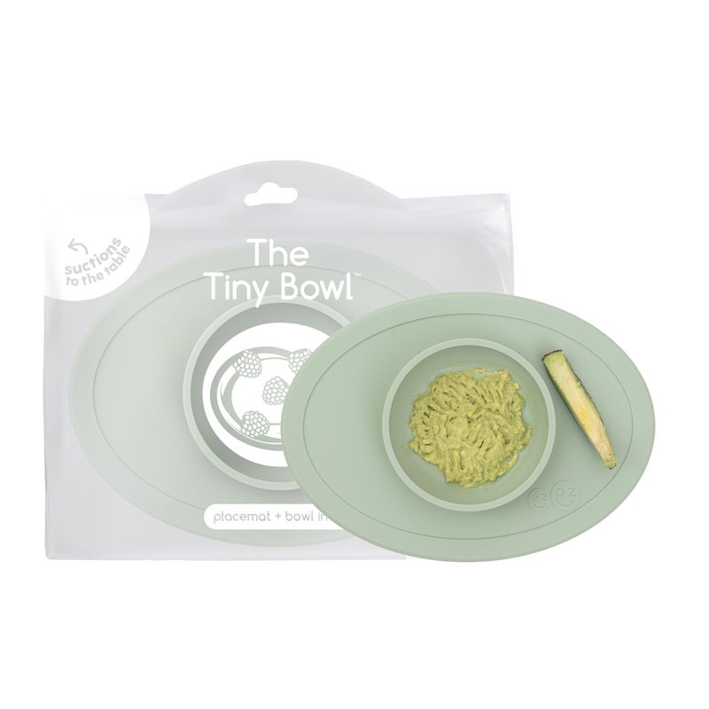 ezpz Tiny Bowl - 100% Silicone Suction Bowl with Built-in Placemat for First Foods + Baby Led Weaning (Sage) - Image 1