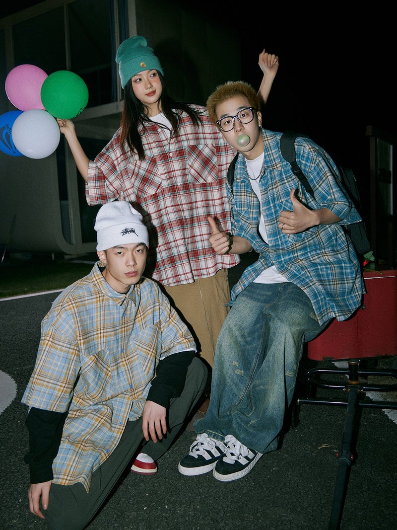 American Style Retro Short-Sleeved Plaid Shirt Men'S Summer Fashion Handsome All-Match Loose Casual Men'S And Women'S Same Style - Image 4
