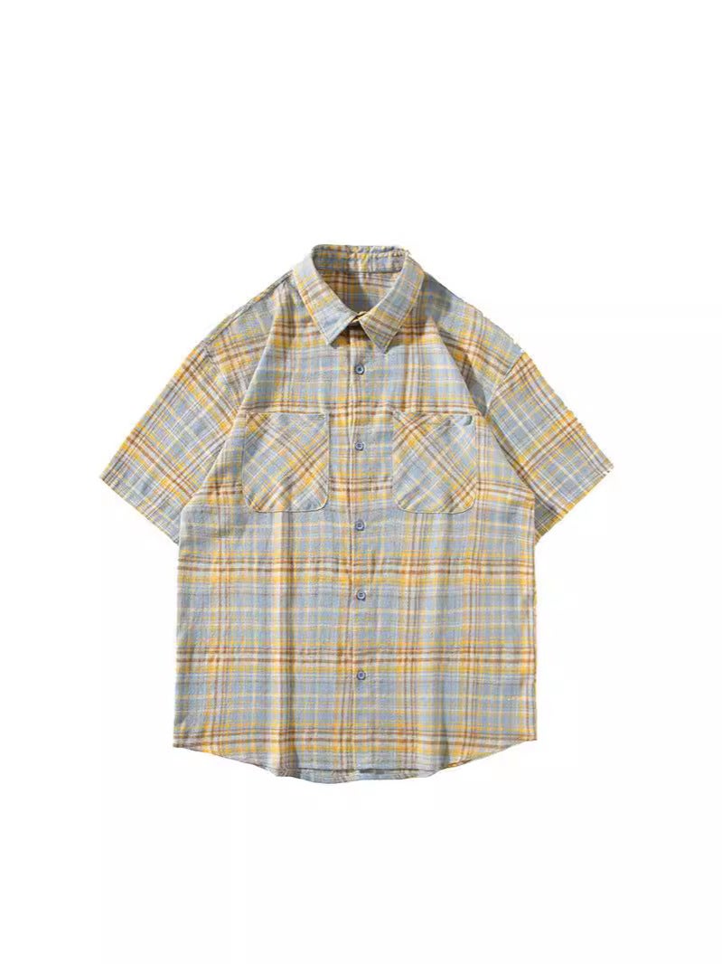 American Style Retro Short-Sleeved Plaid Shirt Men'S Summer Fashion Handsome All-Match Loose Casual Men'S And Women'S Same Style - Image 5