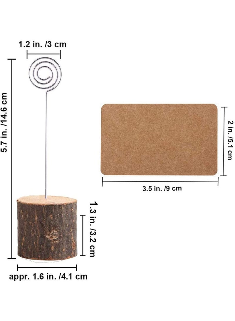 10 Pcs Wood Place Card Holders, with Swirl Wire and 20 Pcs Kraft Place Cards, Name Cards Photo Holders, Sturdy and Durable, for Wedding Table Home Decorations - Image 2