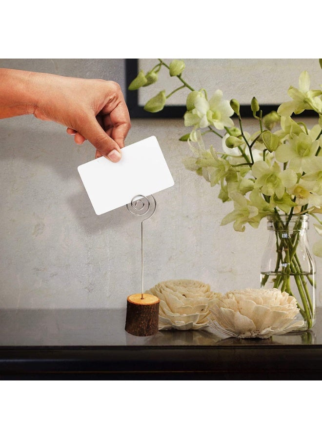 10 Pcs Wood Place Card Holders, with Swirl Wire and 20 Pcs Kraft Place Cards, Name Cards Photo Holders, Sturdy and Durable, for Wedding Table Home Decorations - Image 3