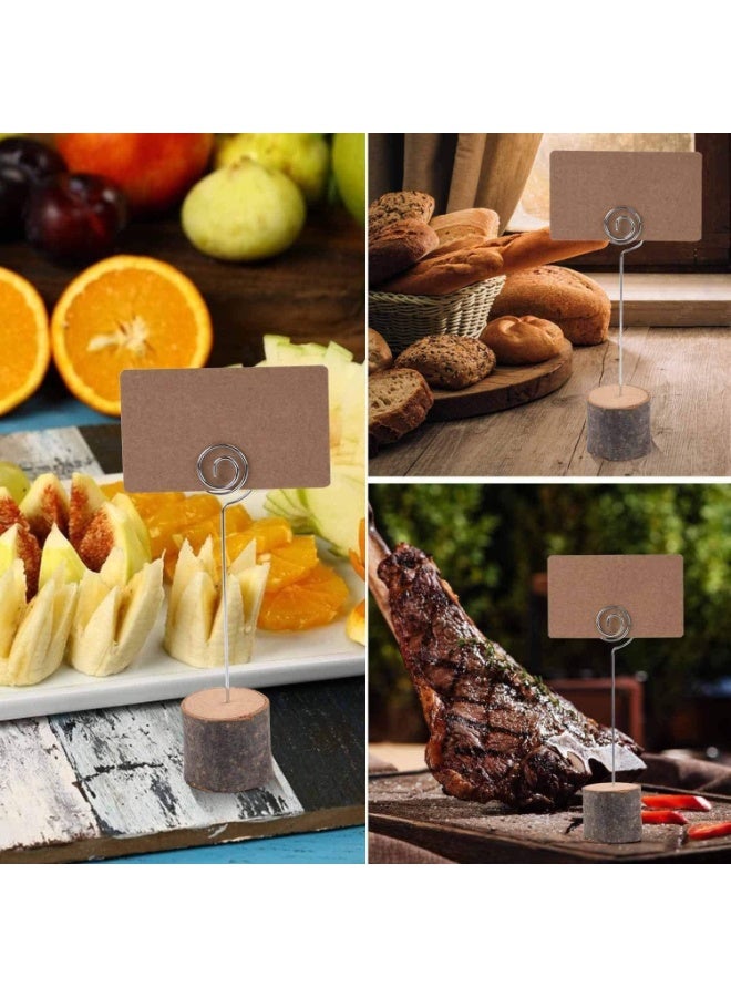 10 Pcs Wood Place Card Holders, with Swirl Wire and 20 Pcs Kraft Place Cards, Name Cards Photo Holders, Sturdy and Durable, for Wedding Table Home Decorations - Image 4