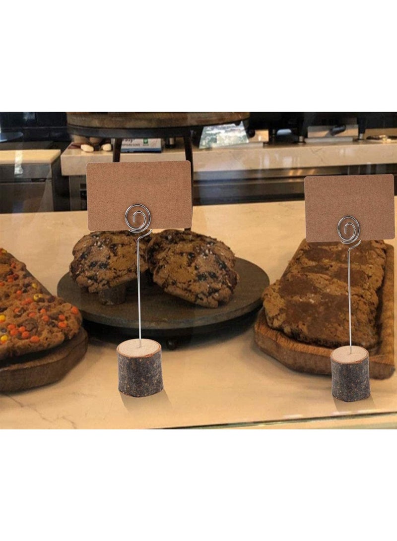 10 Pcs Wood Place Card Holders, with Swirl Wire and 20 Pcs Kraft Place Cards, Name Cards Photo Holders, Sturdy and Durable, for Wedding Table Home Decorations - Image 5