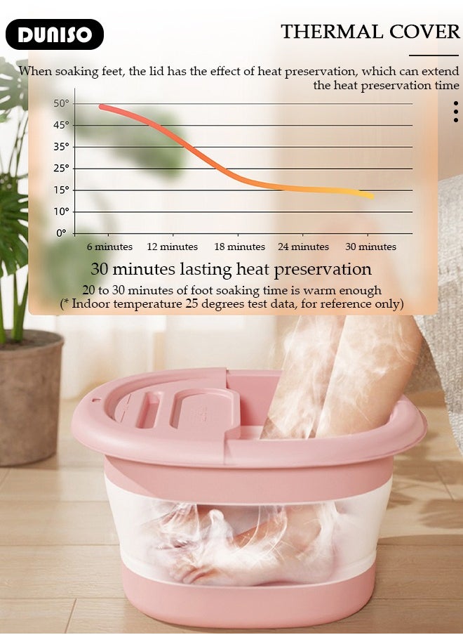DUNISO Collapsible Foot Bath Basin with Lid, Portable Foot Soak Tub with Foot Massager, Folding Foot Tub for Soaking Feet, Pedicure Foot Spa Bucket for Relieving Fatigue And Body Stress, Multifunctional Bucket for Travel, Camping Washing  - Image 3