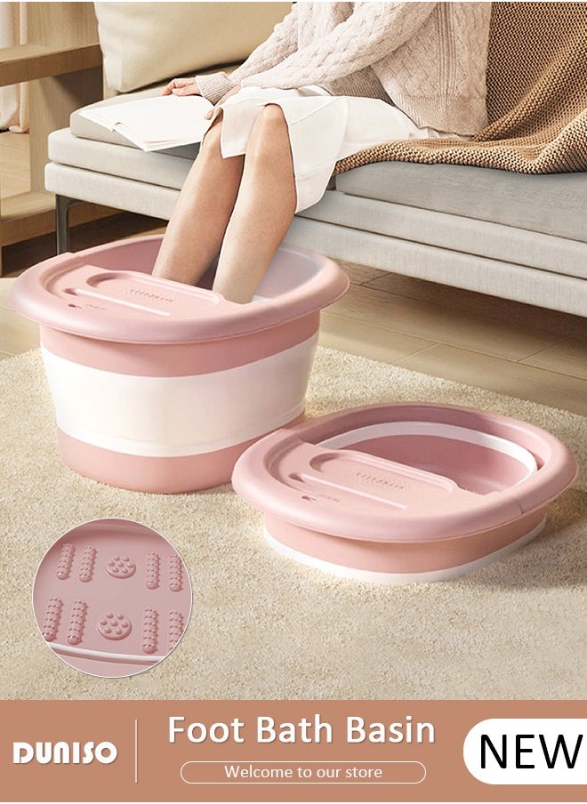 DUNISO Collapsible Foot Bath Basin with Lid, Portable Foot Soak Tub with Foot Massager, Folding Foot Tub for Soaking Feet, Pedicure Foot Spa Bucket for Relieving Fatigue And Body Stress, Multifunctional Bucket for Travel, Camping Washing  - Image 1
