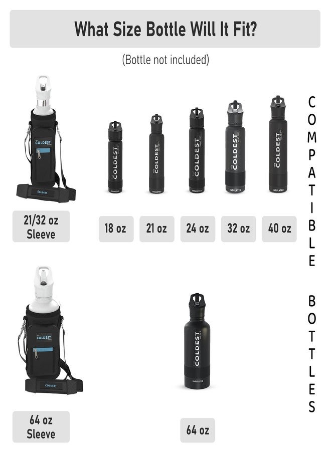 ذا كولديست ووتر حقيبة حمل زجاجة الماء كولدست بأحزمة قابلة للتعديل - مناسبة للسفر، تصميم مقاوم للخدوش وجيب إضافي للهاتف، غطاء جراب حامل يناسب زجاجة الماء المصنوعة من الفولاذ المقاوم للصدأ المعزول (21-32 أونصة) - Image 4