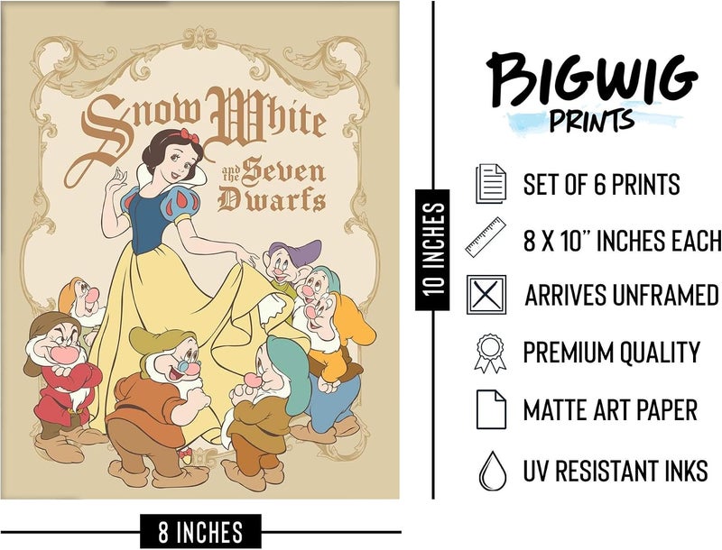 BigWig Prints مجموعة ملصقات أميرات ديزني من - 6 قطع (8x10 بوصة) غير مؤطرة، فن جداري لأميرات ديزني لغرفة نوم الفتيات وديكور الحضانة - Image 2
