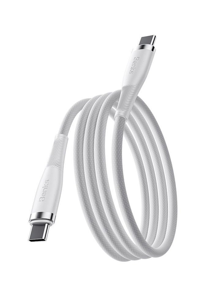 Benks D47 USB-C to USB-C 100W Fast Charging Braided Cable with Gold Connectors – 1m, White - Image 1