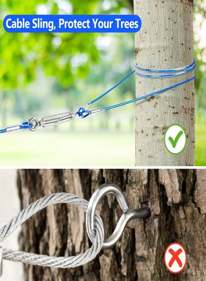XiaZ Dog Tie Out Cable, 120ft Trolley Runner Cable for Dogs up to 250lbs, Dog Lead for Yard, Camping, Outdoor, with 8 Ft Nylon Bungee Runner, Cable Sling to Protect Trees,Blue - Image 4