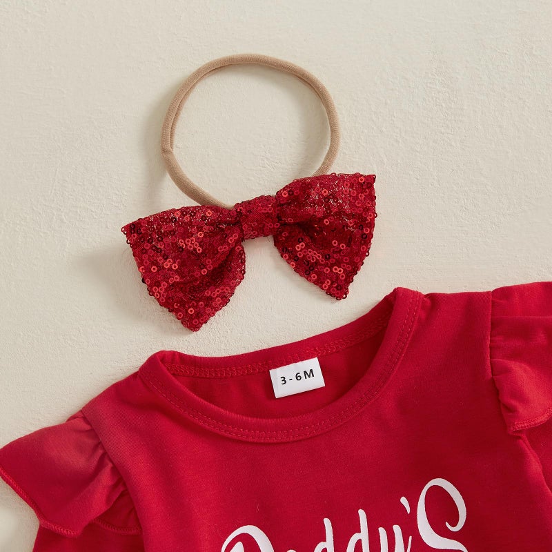 DNOMAID YZARC Valentines Baby Girl Outfit Long Sleeve Romper Heart Tulle Skirt Cute Headband 3 Piece Clothes Set (Red, 0-3 Months) - Image 5