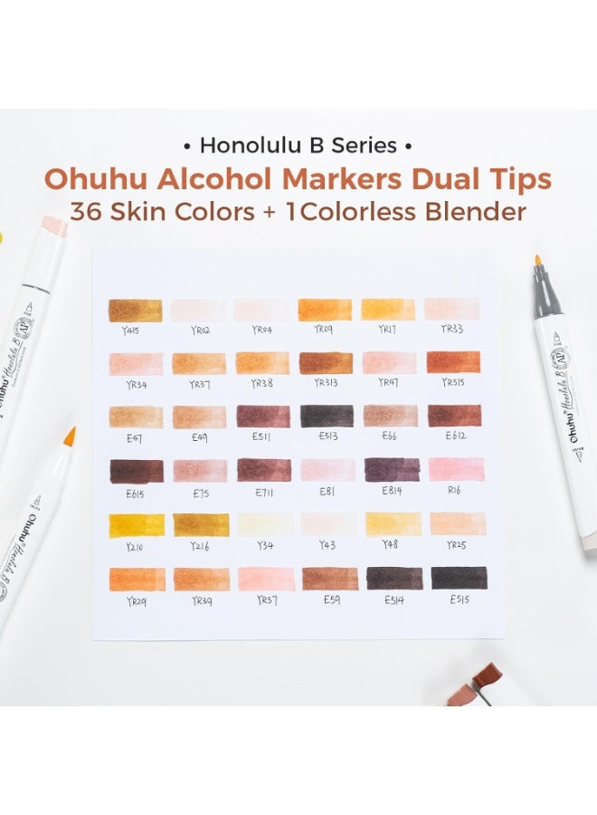 Ohuhu  Honolulu B 36 Skin Colors  Dual Tips Alcoh Art Markers, Brush & Fine - Image 5