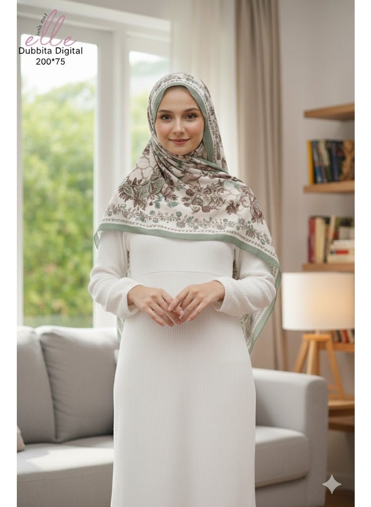 ELLE Luxury Digital Duppata Islamic Hijab Scarf for Women – Elegant Veil for Occasions & Daily Wear | Size 200 × 75 cm - Image 2
