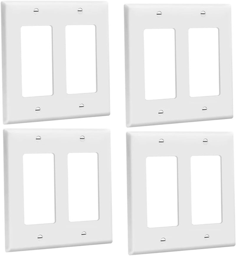 Unomor 4-Pack Decorative Wall Plate Covers for Electrical Outlet Switches White Polycarbonate Standard Size Easy Installation for Home Decor - Image 1