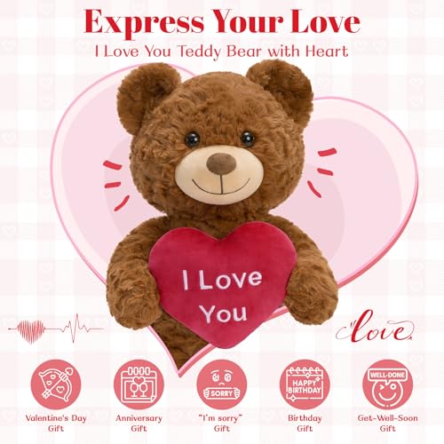 MorisMos Valentines Teddy Bear Stuffed Animal with Heart 18in I Love You Teddy Bear Gift for Girlfriend Boyfriend Kid on Valentines Day Birthday Small Stuffed Animal Centerpiece for Baby Shower - Image 5