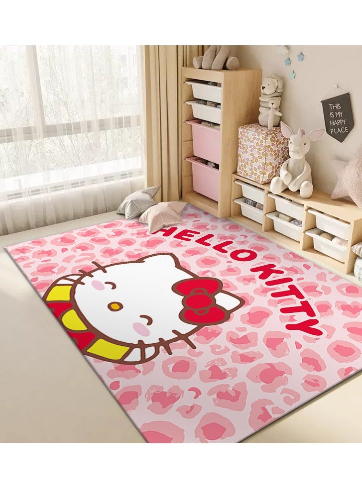 هالو كيتي سجادة زحف لغرفة الأطفال من سلسلة كارتون سانريو هالو كيتي، بطانية سرير غير قابلة للانزلاق، غرفة المعيشة، سجادة كاملة مستطيلة ناعمة الملمس غير قابلة للانزلاق (حجم مخملي كريستالي سميك: 80 سم × 160 سم) - Image 1