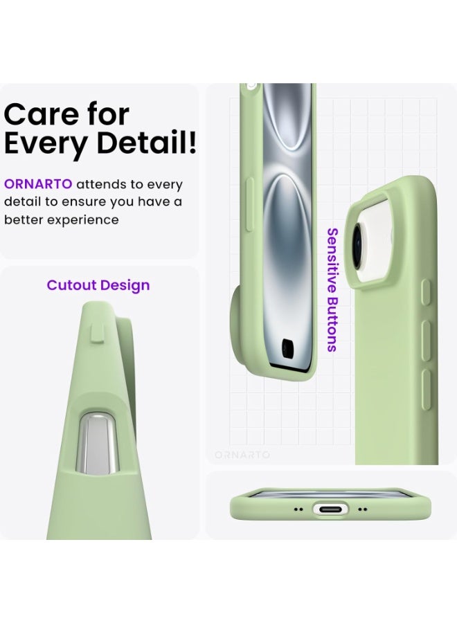 ACLIX Silicone Case Compatible with iPhone 17 Air, Slim Liquid Silicone Phone Case with 3-Layer Soft Rubber Shockproof Bumper with TPU Lining (Matcha) - Image 3