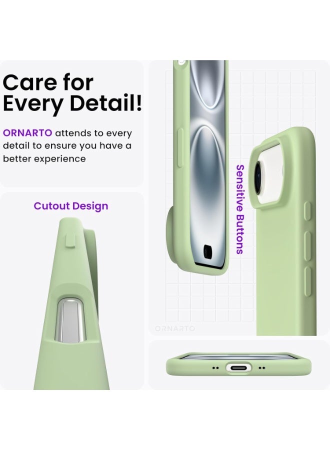 أكاليكس جراب سيليكون متوافق مع iPhone 17 Air، جراب هاتف سيليكون سائل رفيع مع مصد مطاطي ناعم مقاوم للصدمات مكون من 3 طبقات مع بطانة من مادة TPU (ماتشا) - Image 4