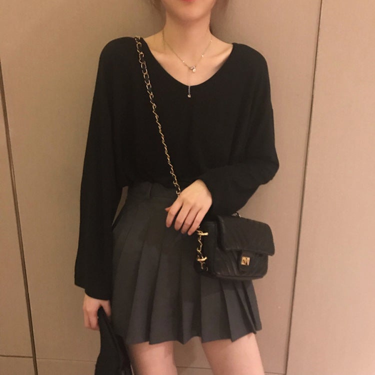 Ins Super Popular T-Shirt Women'S Spring/Autumn/Winter Inner Wear Solid Color Long Sleeve Bottoming Shirt Korean Style Fashionable Students Outer Wear Loose Top Clothes - Image 5
