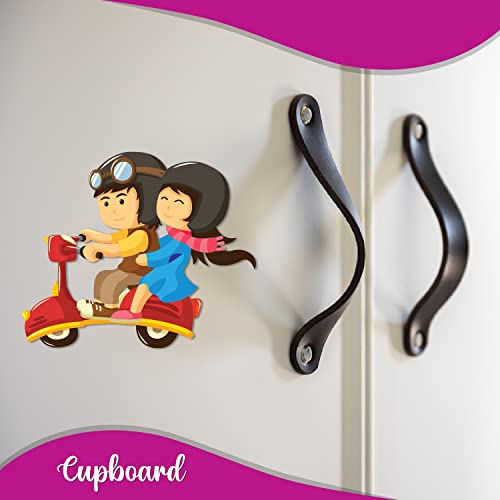 Bhai Please Couple Scooter Ride Wooden Fridge Magnet (Pack of 1) Valentine, Anniversary, Couple, Wedding And Love Gift And Decoration - Gift For Couple, Lovers, Him - Her, Men - Women - Image 2