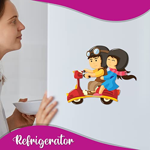 Bhai Please Couple Scooter Ride Wooden Fridge Magnet (Pack of 1) Valentine, Anniversary, Couple, Wedding And Love Gift And Decoration - Gift For Couple, Lovers, Him - Her, Men - Women - Image 4