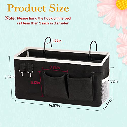 Ozzptuu Bedside Storage Caddy/Bedside Hanging Storage Bag for Headboards Bunk Beds Dorm Rooms Book Phone Magazine Holder (2PC Black) - Image 4