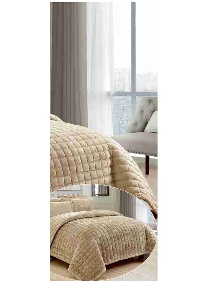 6 Pieces Winter Soft Plain Double Bedspread Set Quilt Size 240x200 cm Microfiber - Image 4