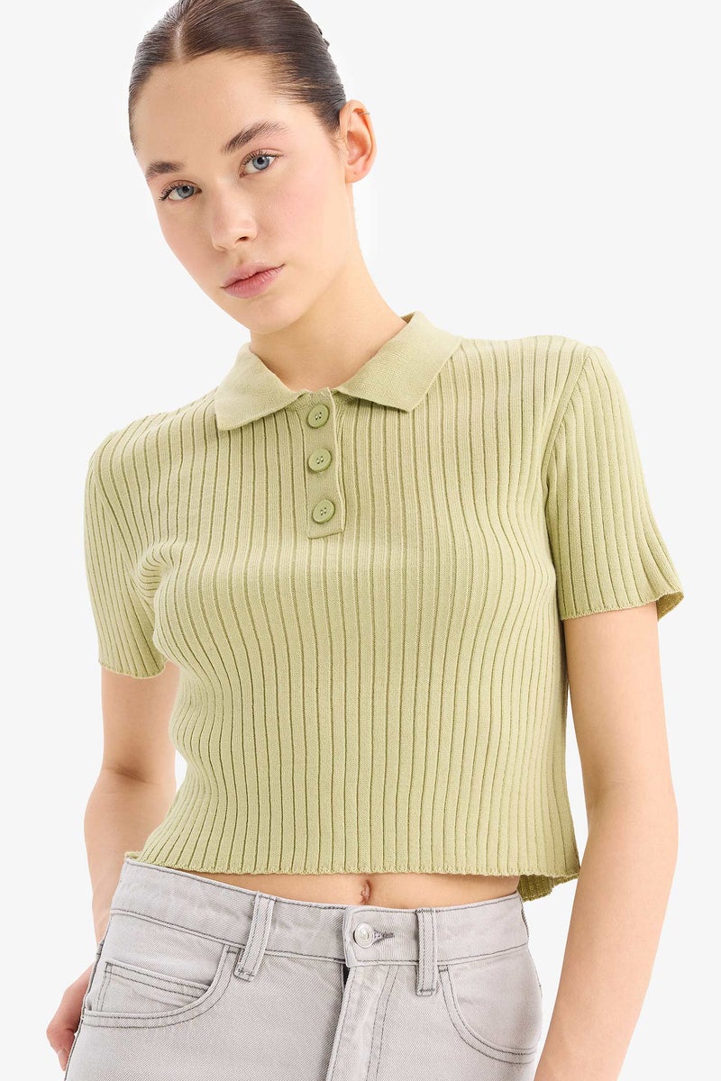 DeFacto Woman Slim Fit Polo Neck Knitwear Pullover - Image 1