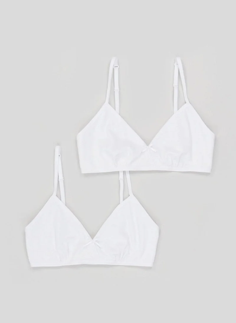 Matalan Girls 2 Pack White Crossover Bras (28AA-34A)