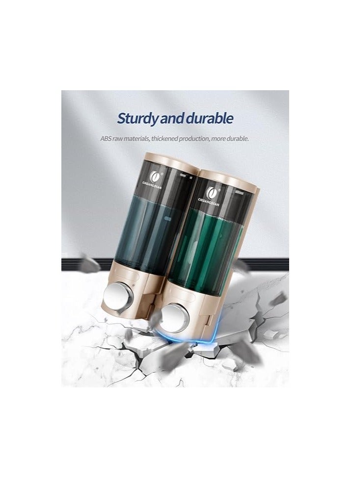 مزود سائل صابون معلق على الحائط بخزانين - مزود قابل لإعادة التعبئة للاستخدام في الحمام أو الفندق أو المنزل - Image 3