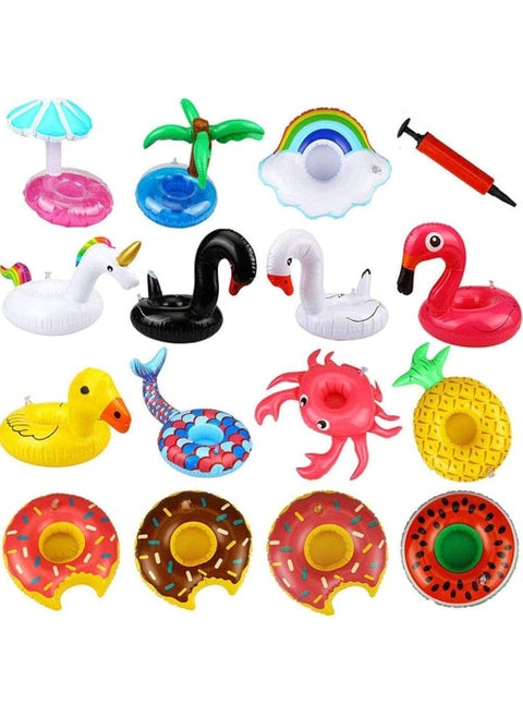 15 Pack Inflatable Drink Holder,Pool Drink Holder Pool Lounge Float With Cup Holder,Cup Floaties For Pool Palm Tree Drink Float for Pool Party & Kids Water Bath Fun Toys