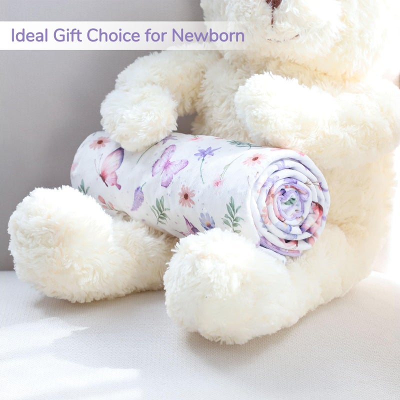 Pea Pod Baby Girls Blanket Soft Butterfly Minky Blanket for Newborn, 30'' x 40'' Double Layer Design, Dotted Backing Warm Baby Quilt Crib Blanket for Nursery/Stroller/Toddler Bed/Baby Car Seat - Image 5