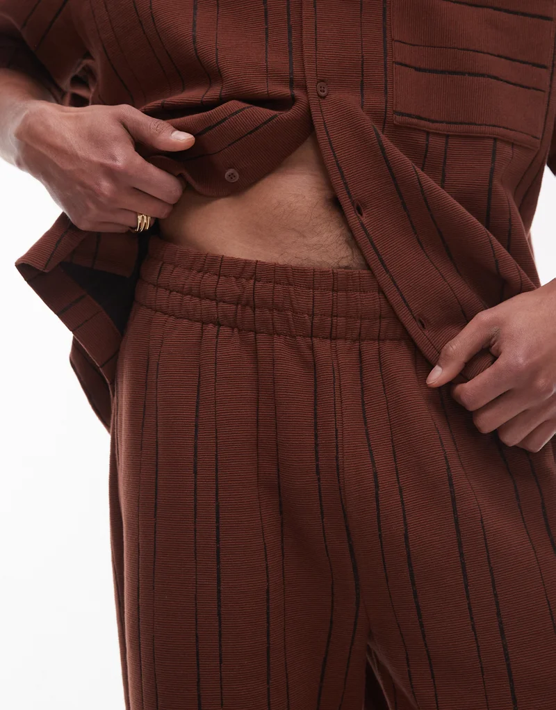 توب مان Textured Stripe Straight Fit Jogger