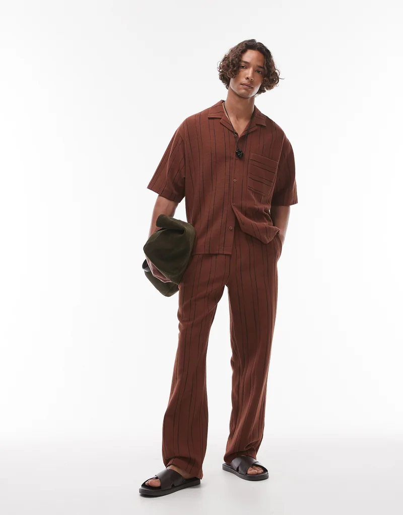 توب مان Textured Stripe Straight Fit Jogger