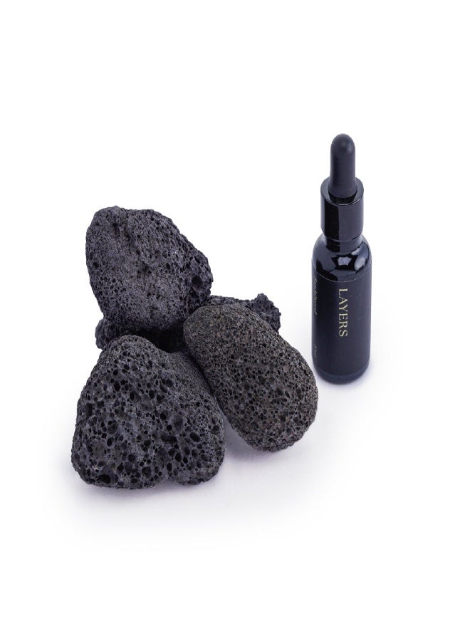 Layers Volcanic Lava Rock Diffuser – Black Leather & Natural Volcano Rock – Includes Fragrance Oil - Image 3