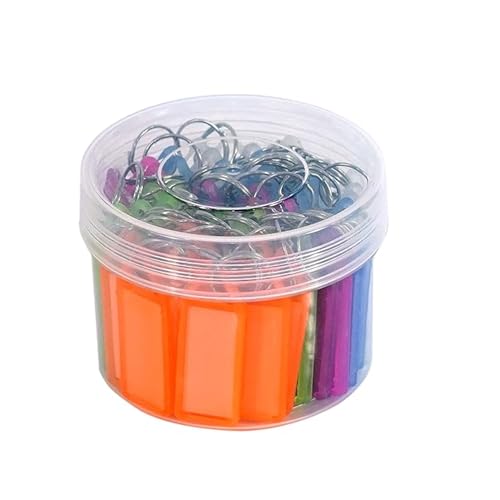 TULMAN 50 Pcs Multicolor Keyring & Keychain with Name Tag Labels – Plastic Assorted Keychains with Two-Sided ID Label & Split Ring for Office, Home, Lockers, and Keys - Image 1