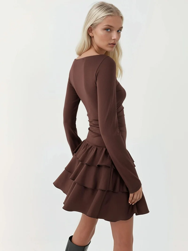 HICCUP Frilly Crew Neck Mini Dress