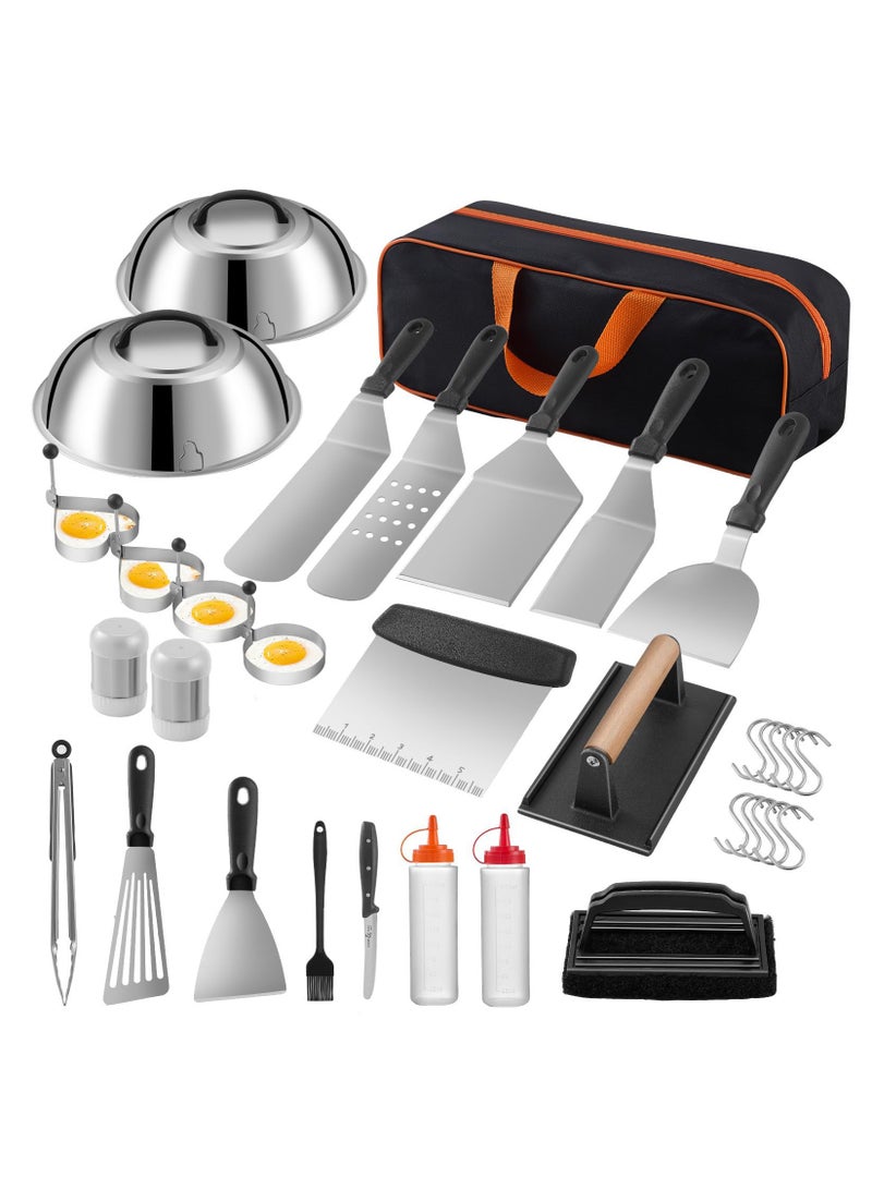 Arabest 35PCS BBQ Grill Accessories Set, Flat Top Camping Griddle Accessories Kit for Blackstone and Camp Chef, Grill Spatula Set with Enlarged Spatulas, Basting Cover, Scraper for Outdoor Barbecue  - Image 1