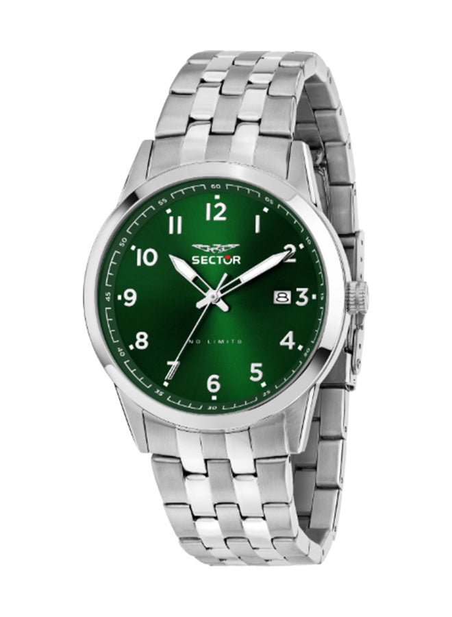 Sector Men's Green Round Dial with Silver Stainless Steel Band Watch - 41mm - R3253517031 - Image 1