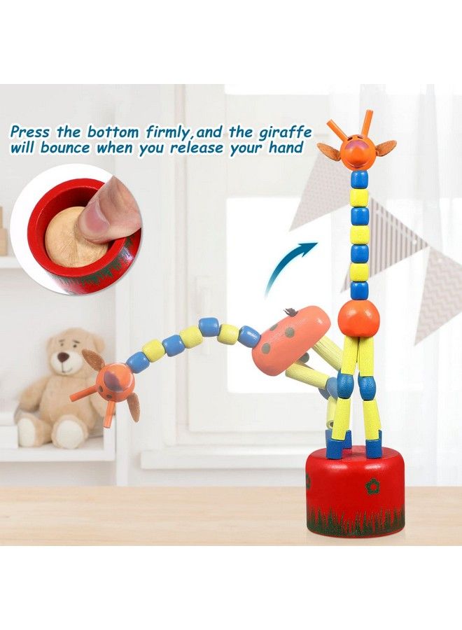STOBOK 5Pcs Giraffe Finger Puppets Wooden Giraffe Toys Colorful Cartoon Giraffe Thumb Push Puppets Standing Swing Animals Toys For Kids Toddlers Party Favors Random Style - Image 4