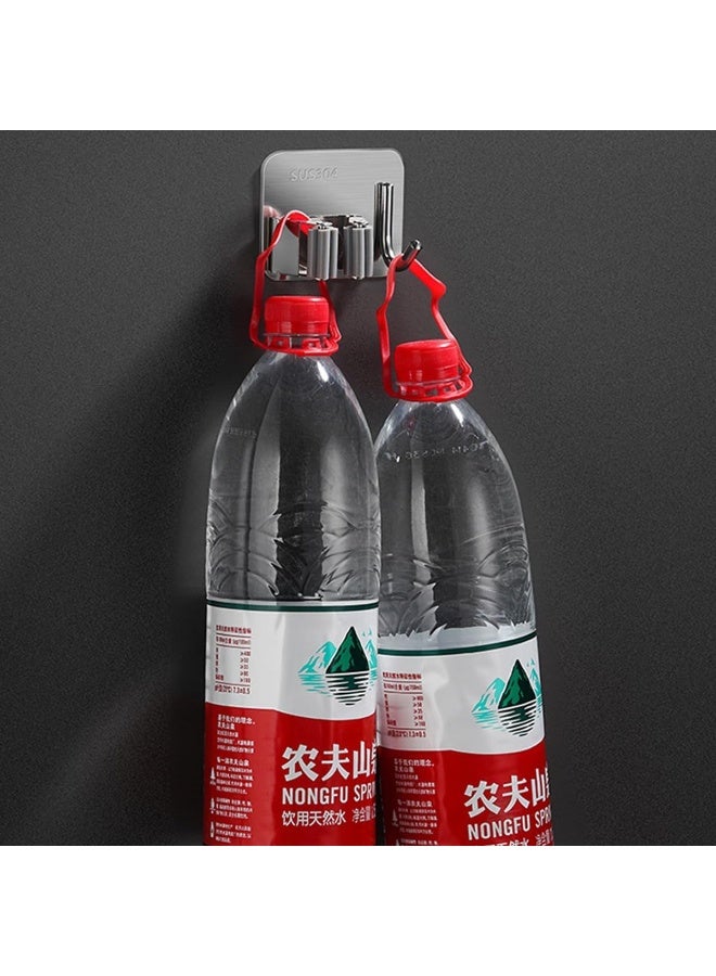 ECVV Mop Broom Holder, 4Pcs Wall Mount Stainless Steel Garage Holder, Tool Organizer, Heavy Duty Hook Hanger No Drill For Home, Kitchen, Garden, Bathroom Wall Hooks Storage-Silver - Image 4