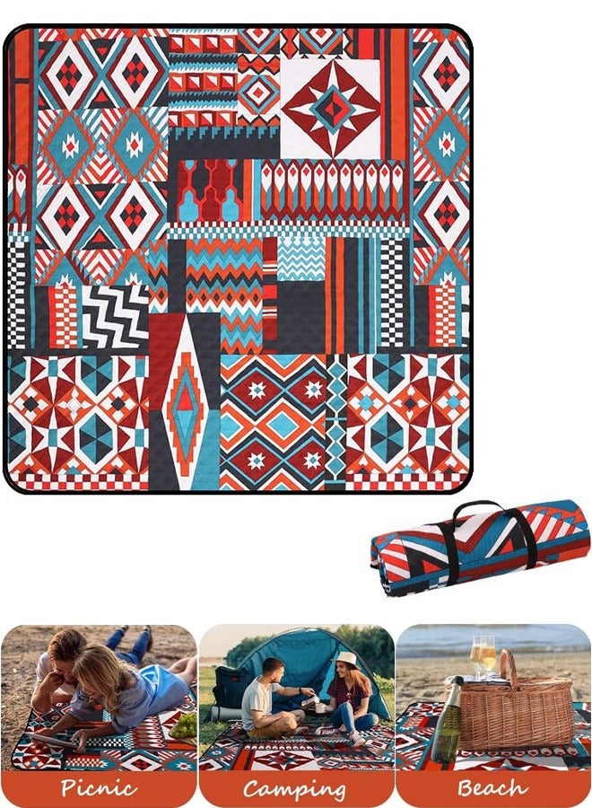 سجادة محمولة مقاومة للرطوبة للتخييم، سجادة مقعد للنزهات مقاومة للماء للاستخدام في الهواء الطلق، بطانية نزهة، بطانية شاطئ قابلة للغسل/الطي، مناسبة للتخييم والمشي لمسافات طويلة والسفر 200 * 200 سم (أ) - Image 1