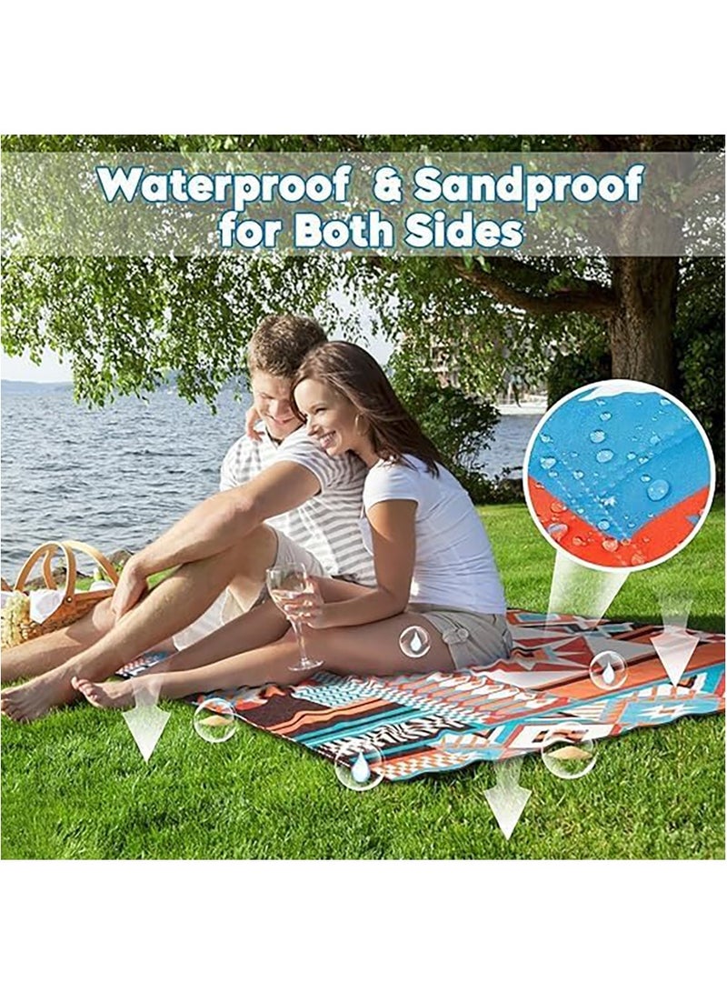 سجادة محمولة مقاومة للرطوبة للتخييم، سجادة مقعد للنزهات مقاومة للماء للاستخدام في الهواء الطلق، بطانية نزهة، بطانية شاطئ قابلة للغسل/الطي، مناسبة للتخييم والمشي لمسافات طويلة والسفر 200 * 200 سم (أ) - Image 5