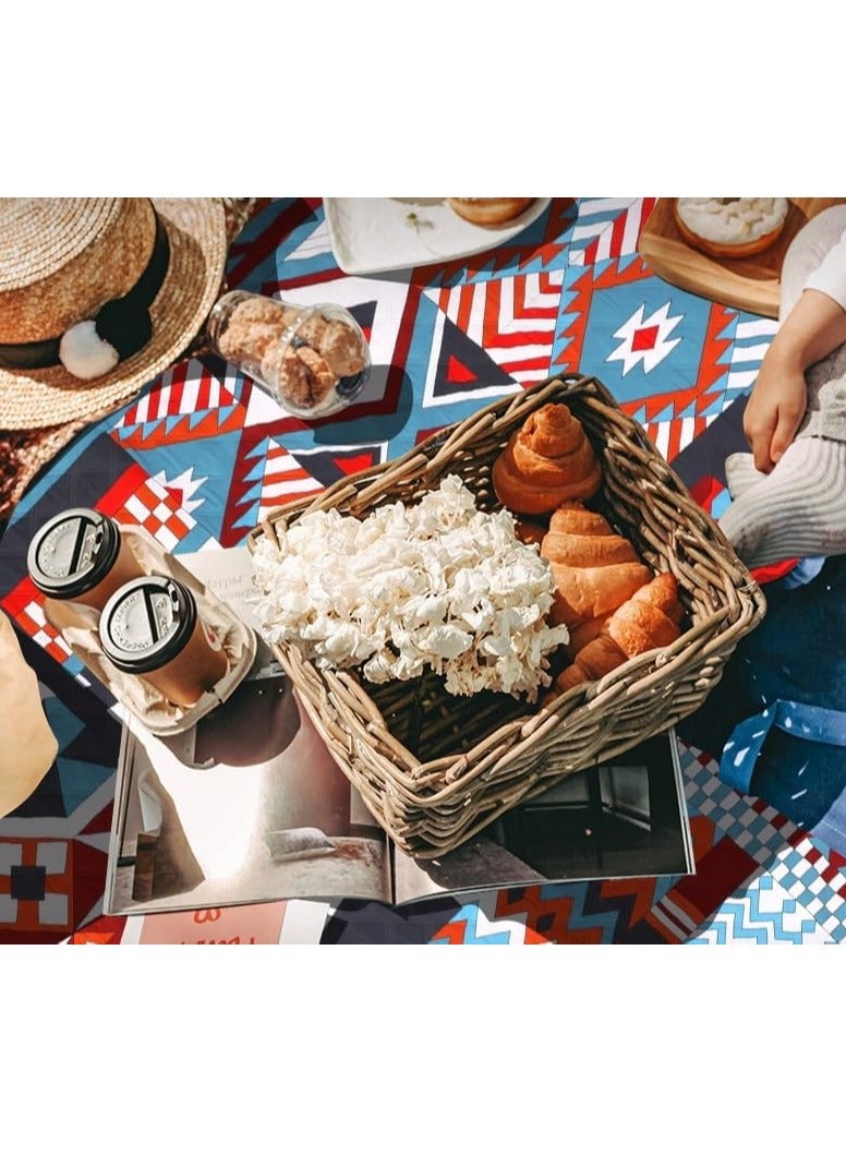 سجادة محمولة مقاومة للرطوبة للتخييم، سجادة مقعد للنزهات مقاومة للماء للاستخدام في الهواء الطلق، بطانية نزهة، بطانية شاطئ قابلة للغسل/الطي، مناسبة للتخييم والمشي لمسافات طويلة والسفر 200 * 200 سم (أ) - Image 2