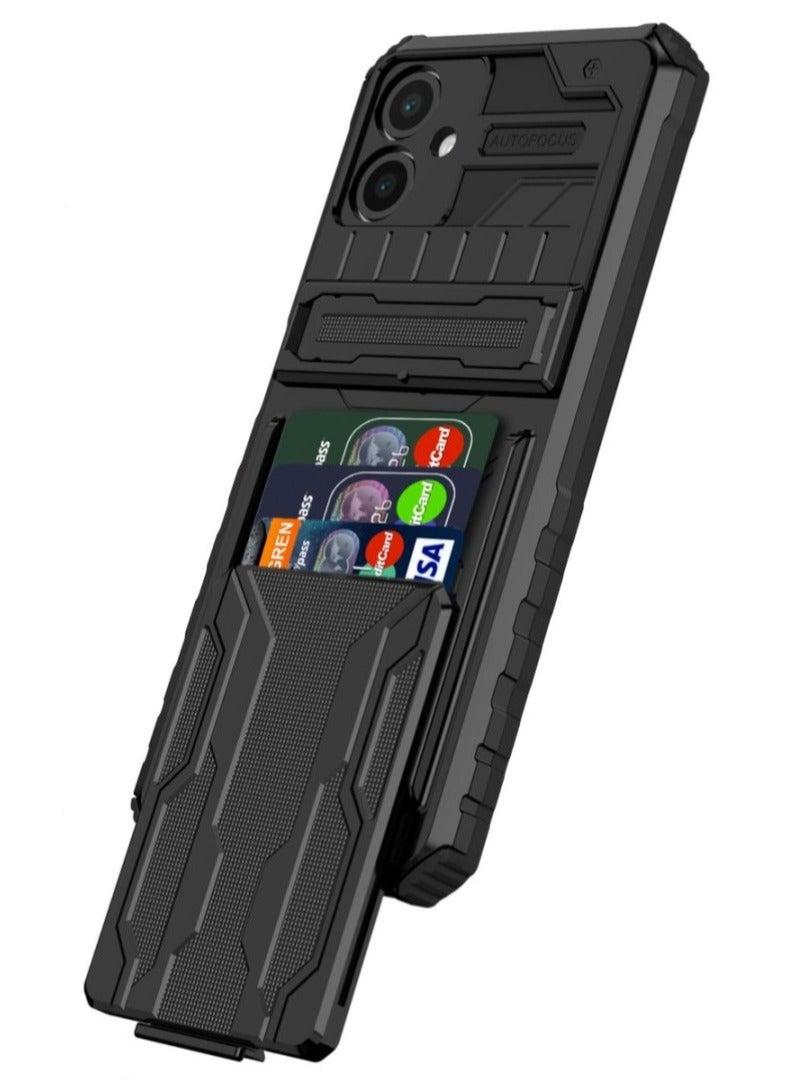 Protective Cover for Samsung Galaxy A06 Wallet Case with Credit Card Holder Stand Kickstand Slim Rugged Shockproof Heavy Duty Defender Armor - Image 1