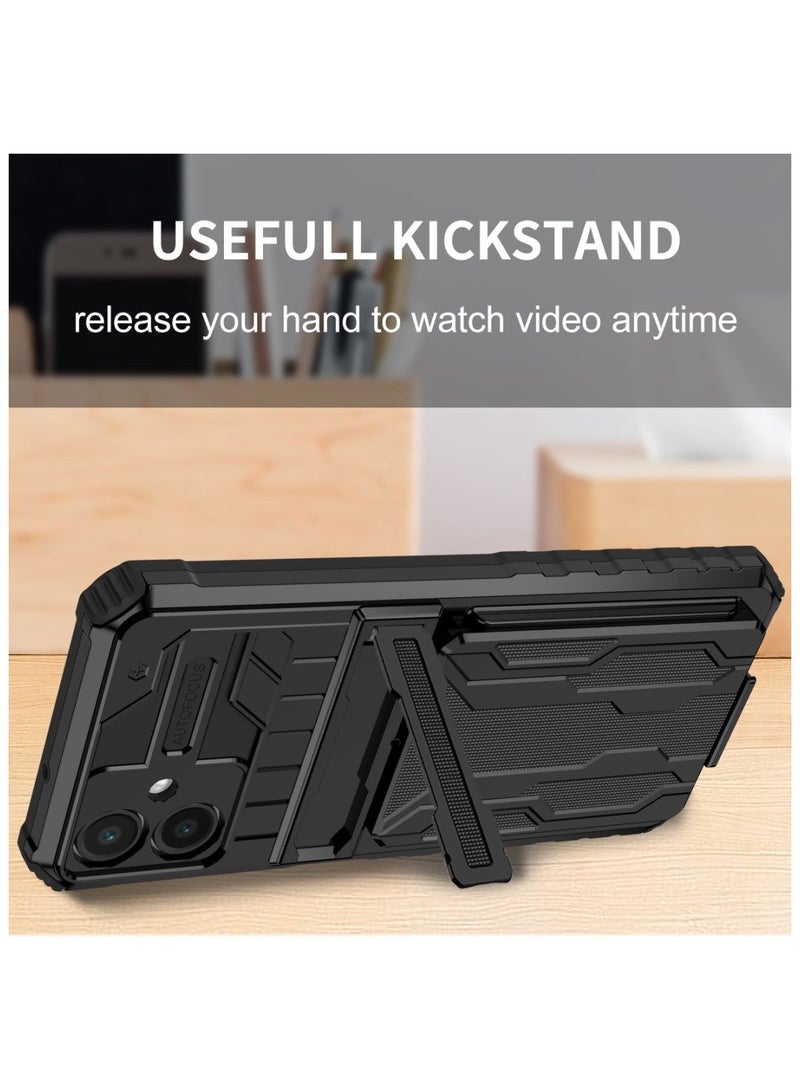 Protective Cover for Samsung Galaxy A06 Wallet Case with Credit Card Holder Stand Kickstand Slim Rugged Shockproof Heavy Duty Defender Armor - Image 5