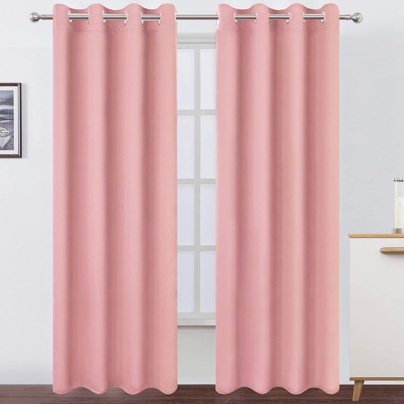 LEMOMO Blackout Curtains 66 x 95 inchPink Curtains Set of 2 PanelsThermal Insulated Room Darkening Bedroom Curtains
