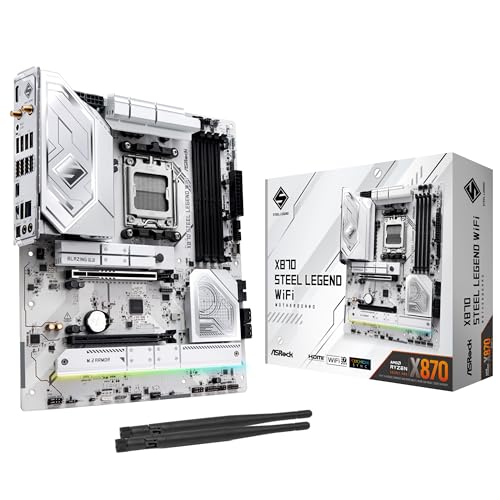 ASRock لوحة أم ASRock X870 Steel Legend WiFi 7 لمعالجات AMD Ryzen مقبس AM5 ATX DDR5 DIMMs 8000 MHz 256 GB SATA3 6.0 Gb/s USB4 M.2 - Image 1