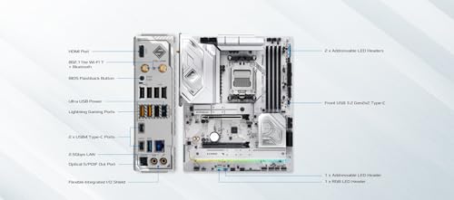 ASRock لوحة أم ASRock X870 Steel Legend WiFi 7 لمعالجات AMD Ryzen مقبس AM5 ATX DDR5 DIMMs 8000 MHz 256 GB SATA3 6.0 Gb/s USB4 M.2 - Image 5